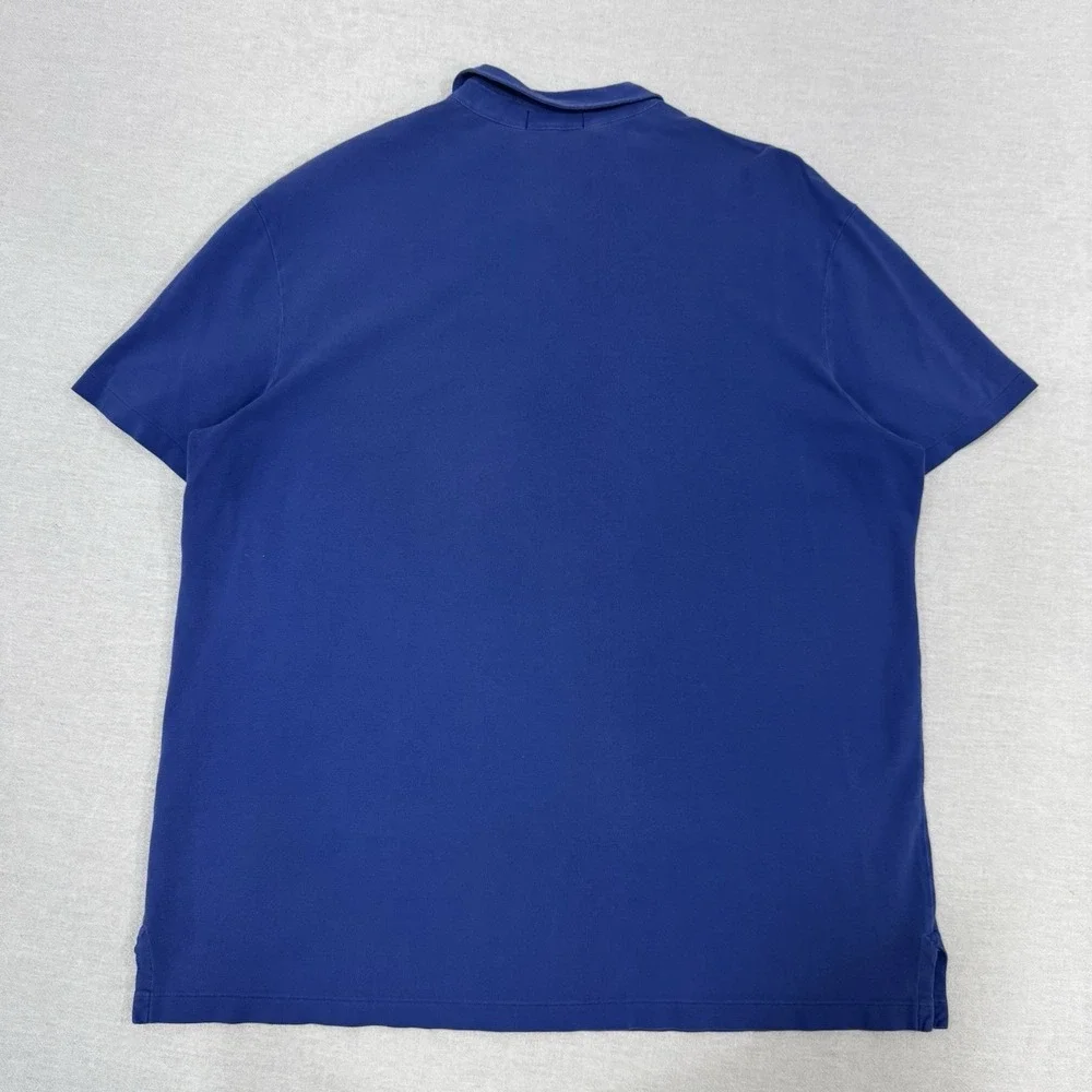 Polo Ralph Lauren Blue Featherweight Mesh 3 Button Polo Shirt Men's XL Red Pony
